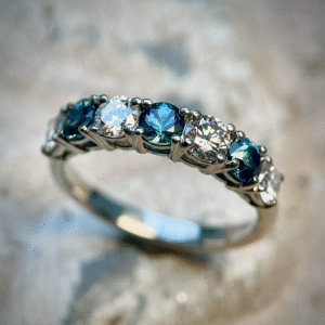 Prong Set Sapphire and Diamond Band