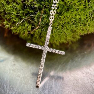 white gold diamond cross pendant