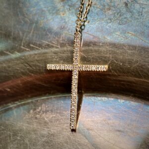 Yellow gold diamond cross pendant