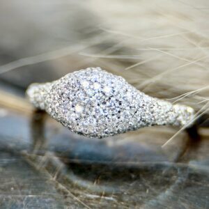 Pave diamond platinum pinky ring