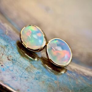 Oval Opal Stud Earrings