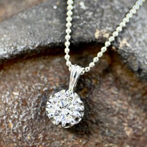 Diamond Pendant with Bead Chain