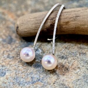 Natural Diamond Earrings with Pearl Dangles
