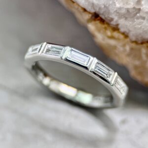 Platinum Band with Lab Grown Baguette Diamonds