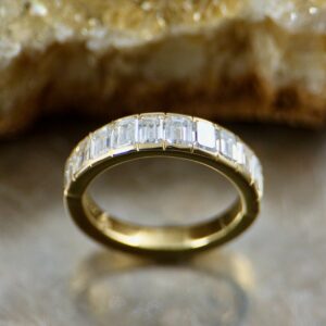 Lab Grown Emerald Cut Diamond Band in Yellow Gold