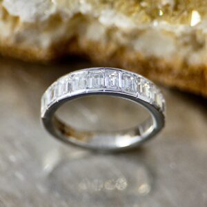 Lab Grown Emerald Cut Diamond Band in White Gold