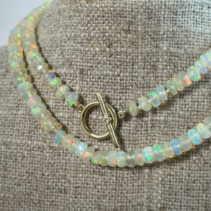 Beaded Opal Necklace with Diamond Toggle