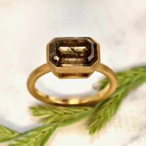 Cognac Diamond Bezel Ring