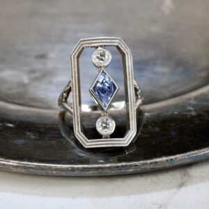 Sapphire diamond frame cocktail ring