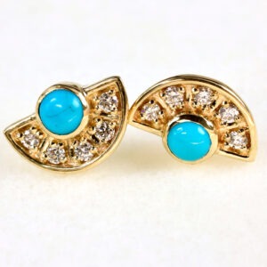 Turquoise Fan Stud Earrings