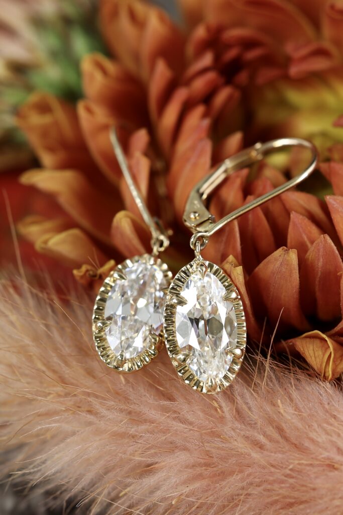 Moval Cut Lab Grown Diamond Earrings Moval Cut Lab Grown Diamond Drop Earrings