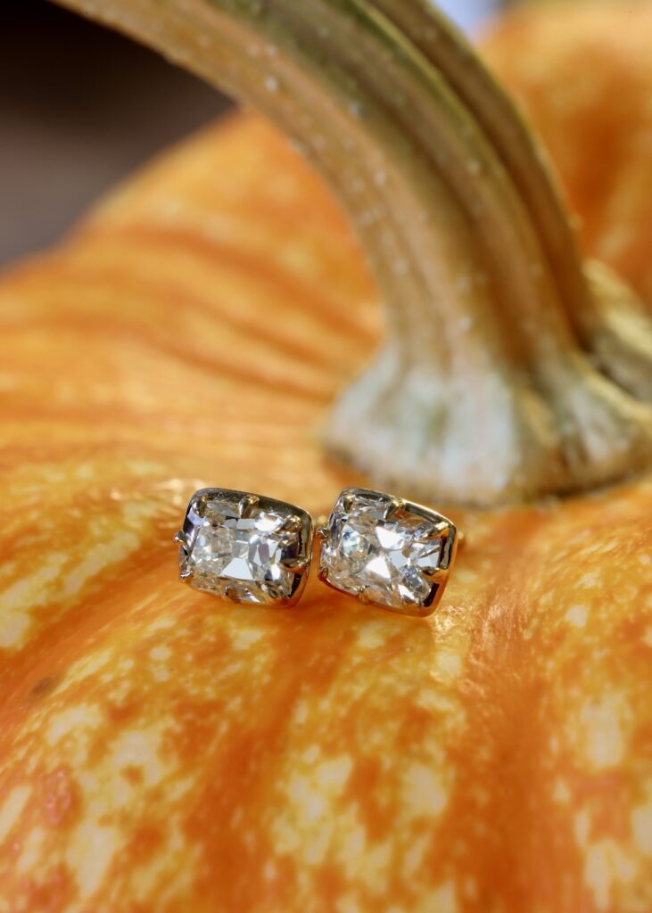 Old Mine Cut Diamond Stud Earrings Old Mine Cut Diamond Stud Earrings